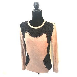 Unique lace cutout long sleeve shirt